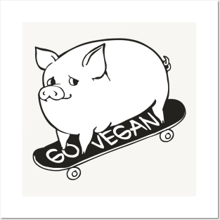 Skateboarding Vegan Pig Posters and Art